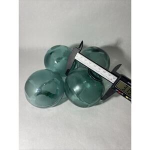 4pc Vintage Japanese Blue Glass Fishing Floats Orbs Nautical Ocean Decor 3”